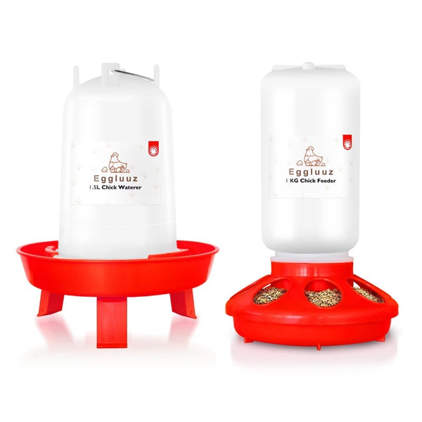 Chick Feeder Waterer Red White 1.5L