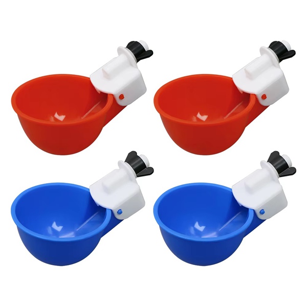 Poultry Drinking Bowl Red and Blue 4-Piece Set